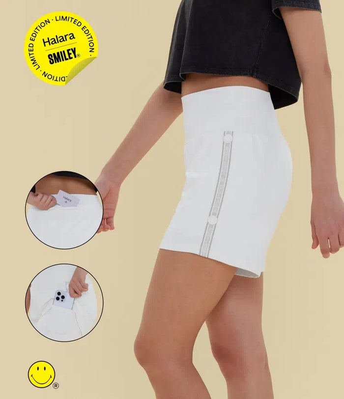 Halara X Smiley® SoftlyZero Airy Super High Waisted 2-in-1 InstantCool Yoga Shorts 5'' with Pockets-Longer Length