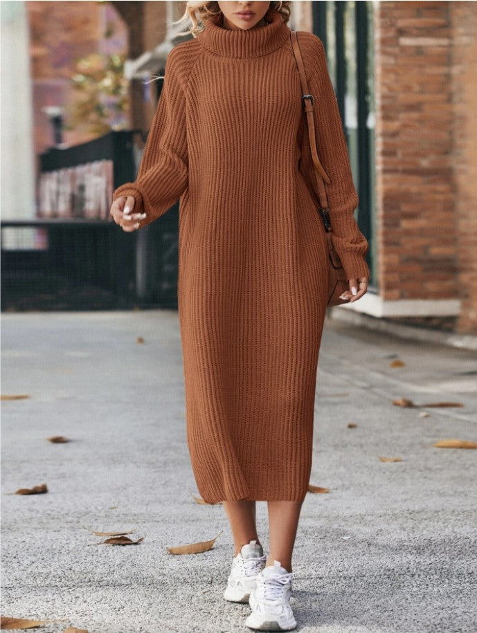 Brooke | Turtleneck Ribbed Knit Maxi Sweater Dress
