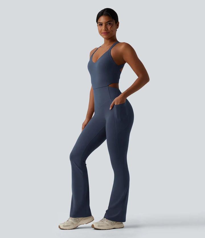 Halara UltraSculpt Tummy Control Bootcut Training Jumpsuit with Pockets-Easy Peezy Edition