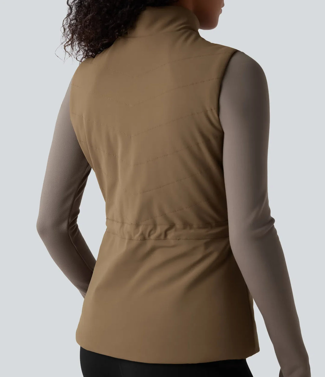 PuffFlex 3-in-1 High-Neck Long Sleeve Thumb Holes Fleece Jacket &amp;Quilted Vest with Pockets