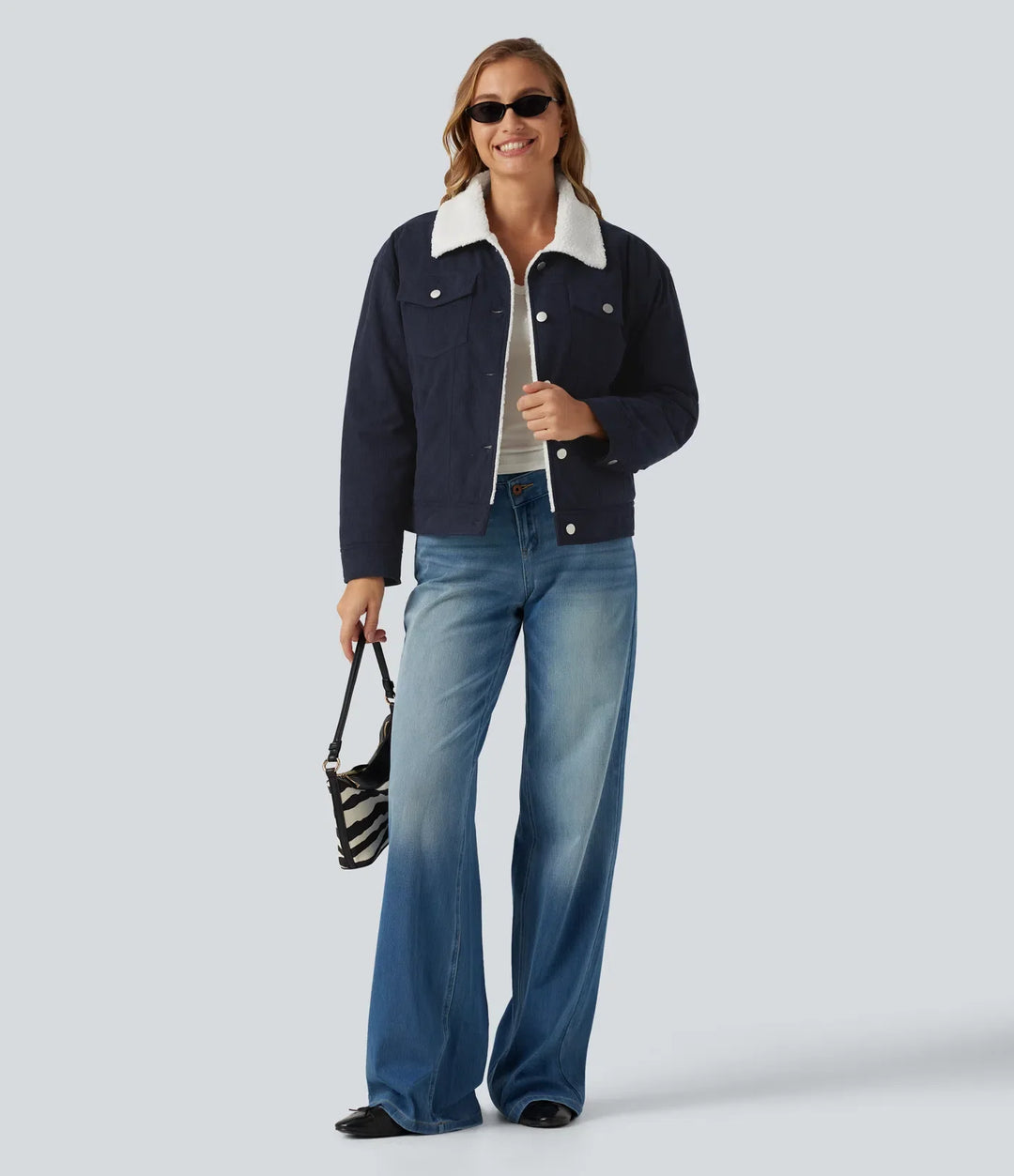 Stand Collar Long Sleeve Corduroy Casual Jacket with Pockets