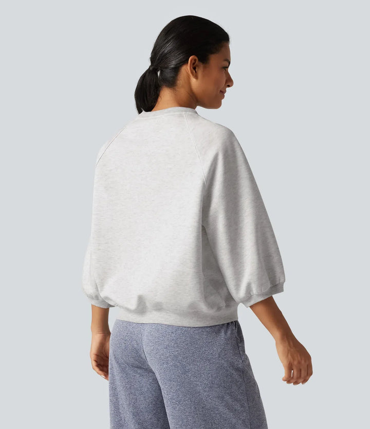 Round Neck Raglan Long Sleeve Casual Sweatshirt