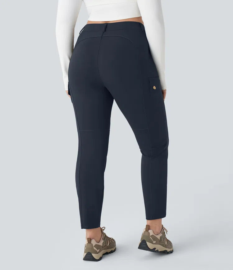 DayStretch High Waisted Zipper Pockets Solid Slim Hiking Plus Size Cargo Pants