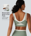 Halara UltraSculpt Medium Support U Neck Built-in Bra Twisted Color Block Yoga Sports Bra