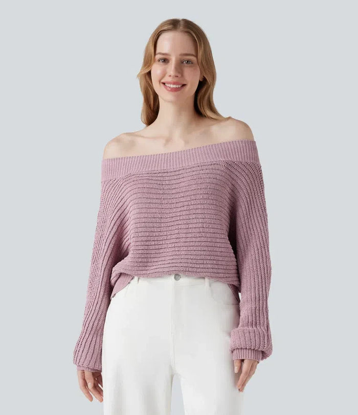 Off Shoulder Long Sleeve Casual Sweater