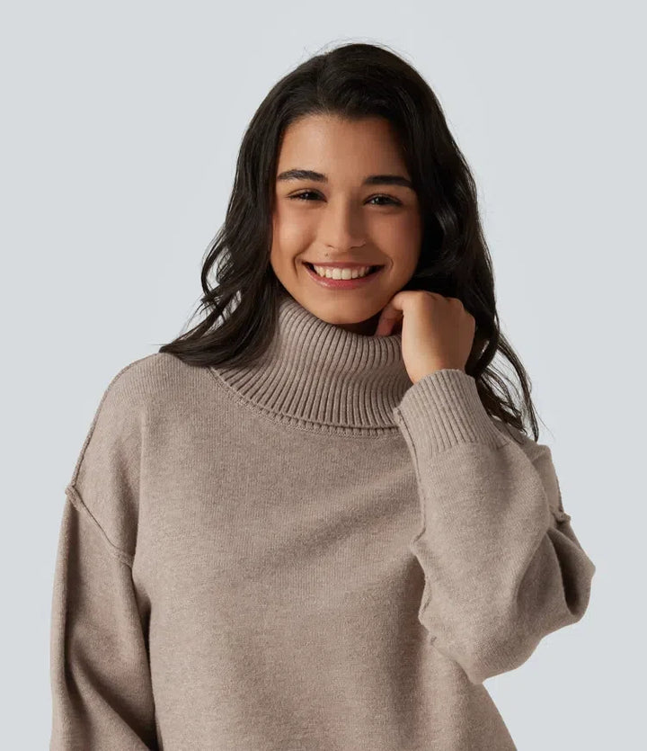 High Neck Long Sleeve Casual Sweater