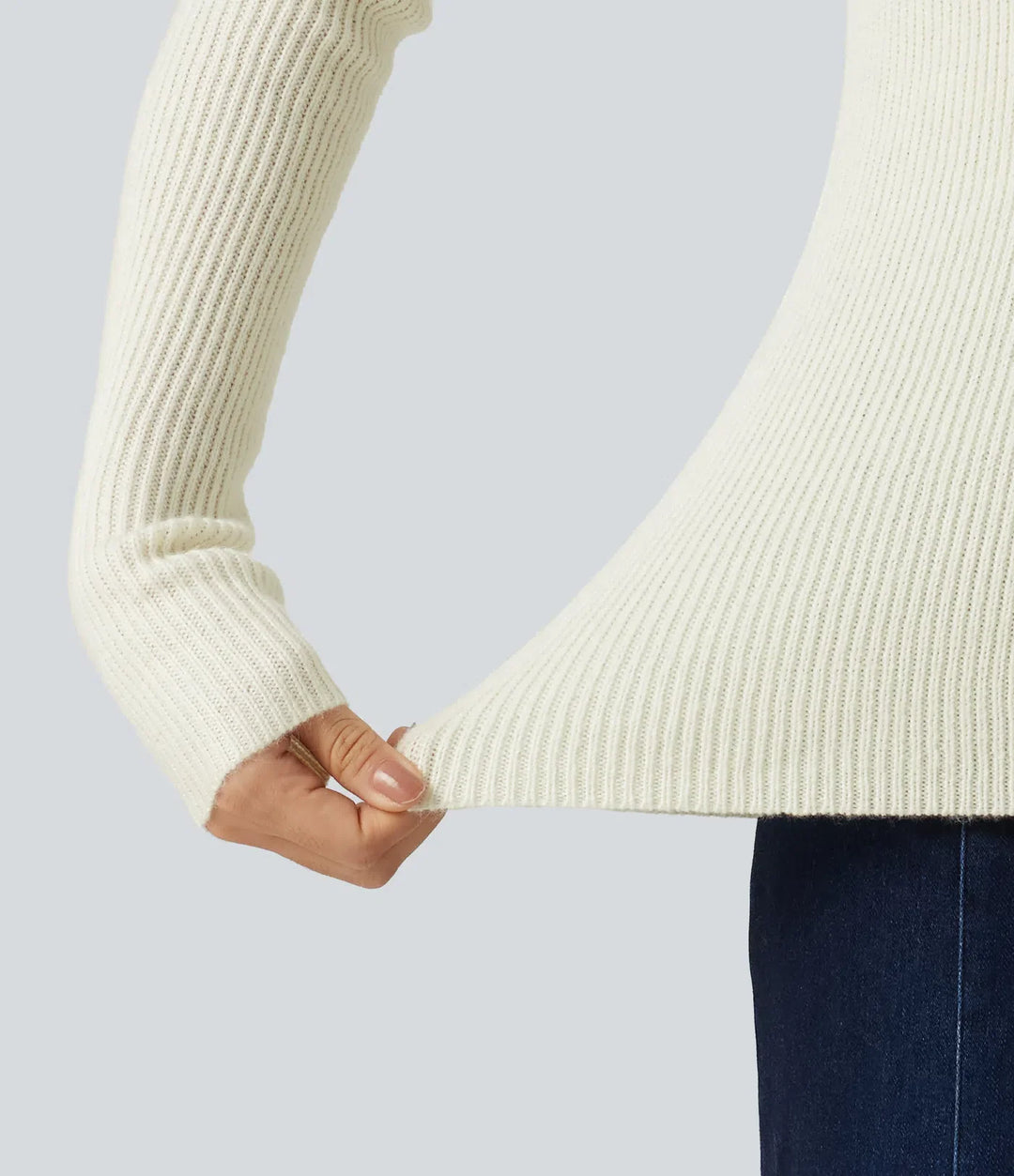 Round Neck Long Sleeve 2-in-1 Slim Casual Sweater