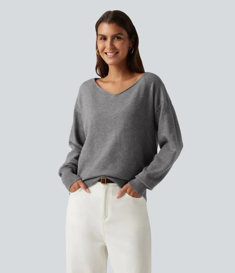 One Shoulder Long Sleeve Work Sweater