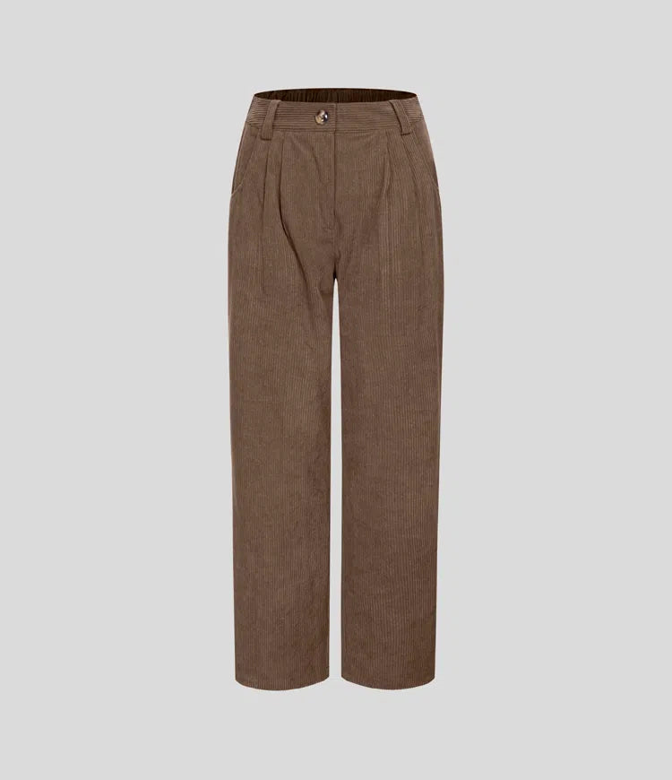 Mid Rise Zipper Pocket Corduroy Casual Pants