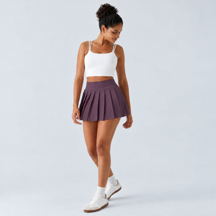 Breezeful High Waisted Pleated 2-in-1 Pocket Adjustable Buckle Micro Mini Quick Dry Party Skirt