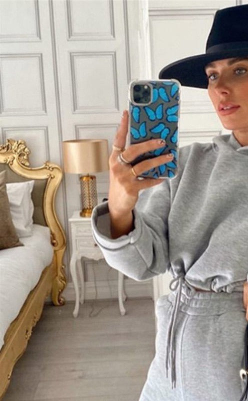 Brooke | Fleece Tracksuit with Cropped Hoodie and Joggers