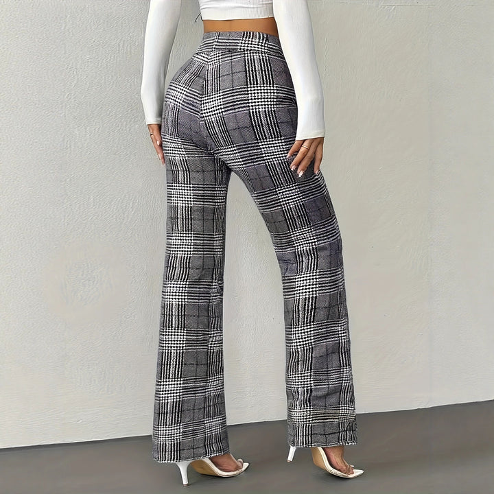 Halara Flex High Waisted Decorative Pocket Houndstooth Plaid Work Flare Pants