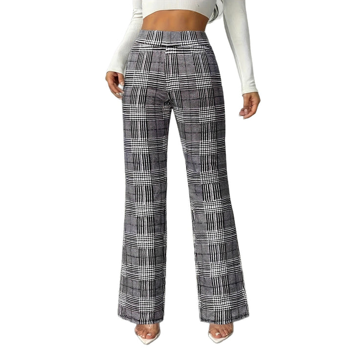 Halara Flex High Waisted Decorative Pocket Houndstooth Plaid Work Flare Pants