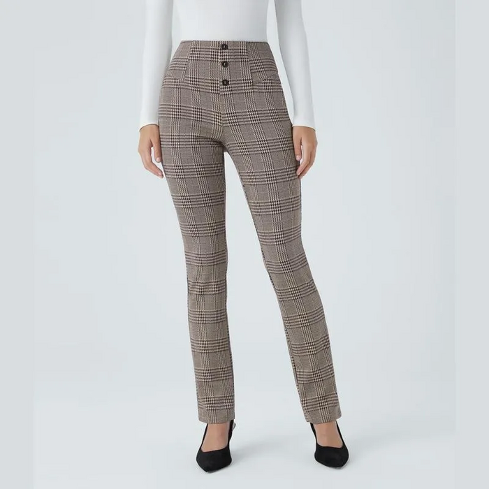Halara Flex High Waisted Houndstooth Plaid Skinny Work Plus Size Pants with Pockets