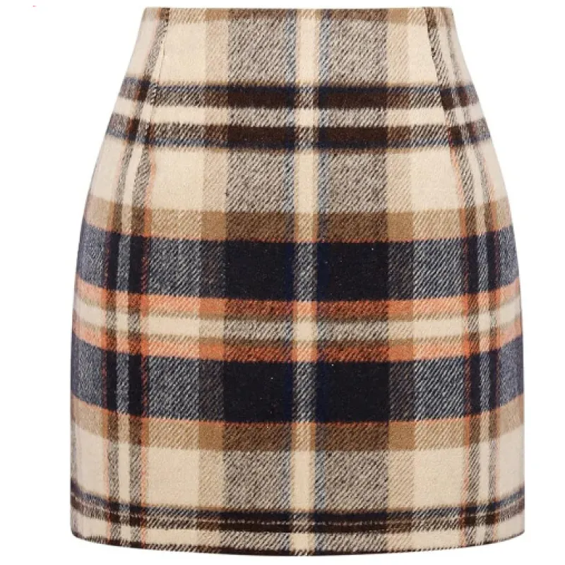 High Waisted 2-in-1 Houndstooth Plaid Mini Work Skirt