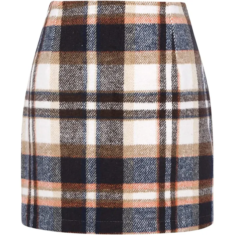 High Waisted 2-in-1 Houndstooth Plaid Mini Work Skirt