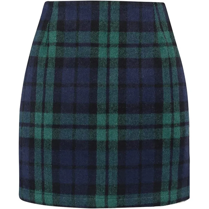 High Waisted 2-in-1 Houndstooth Plaid Mini Work Skirt