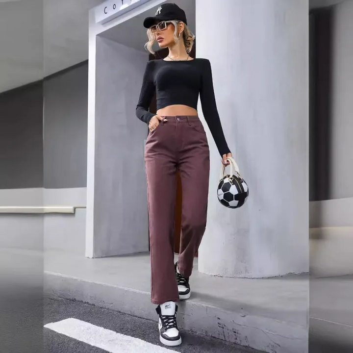 Low Rise Bootcut Colorful Casual Jeans with Pockets