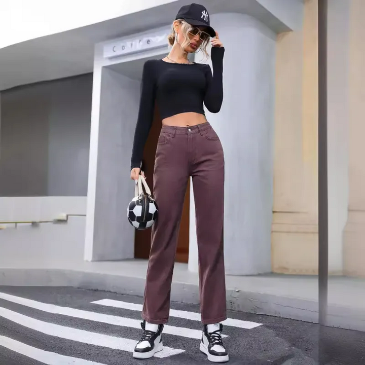 Low Rise Bootcut Colorful Casual Jeans with Pockets