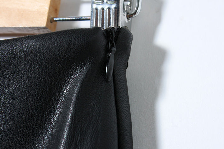Plus Size High Waisted Tummy Control Ruched Curved Hem 2-in-1 Fleece PU Leather Midi Casual Skirt