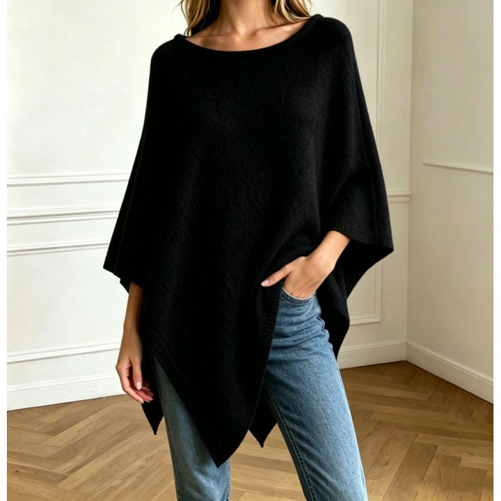 Women’s Round-Neck Knitted Cape Sweater
