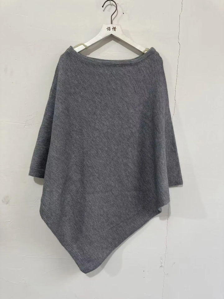 Women’s Round-Neck Knitted Cape Sweater