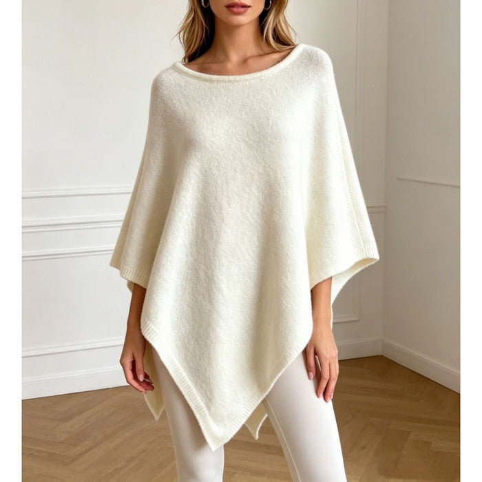 Women’s Round-Neck Knitted Cape Sweater