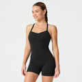 Scoop Neck Built-in Bra Crossover Hem Yoga Cami Top-Longer Length