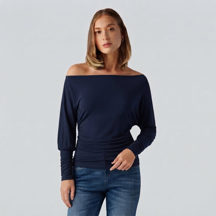 SpacerTek One Shoulder Batwing Long Sleeve Asymmetric Casual Sweatshirts