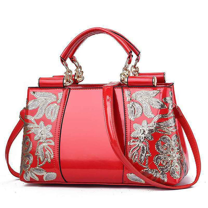 Avery | Sequin Embroidered Patent Handbag for Parties