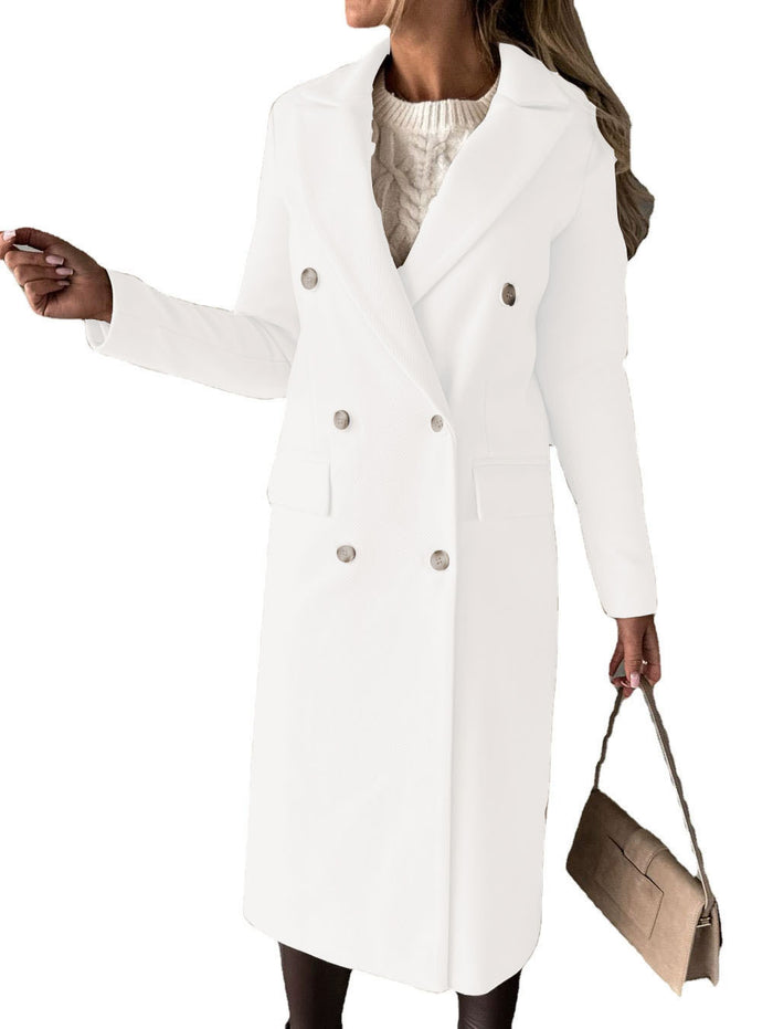 Kinsley | Long Double-Breasted Lapel Coat with Slim Fit