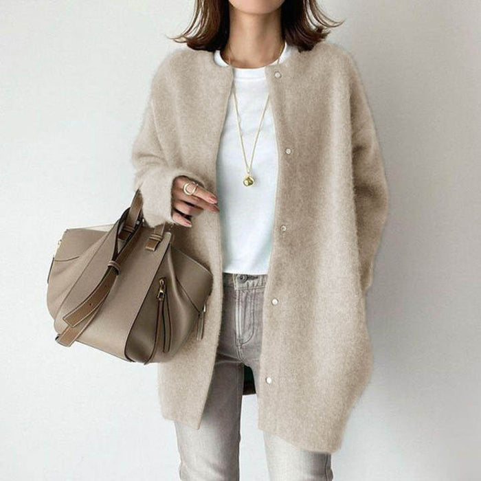 Brooke | Fuzzy Long Knit Cardigan Coat with Button Front