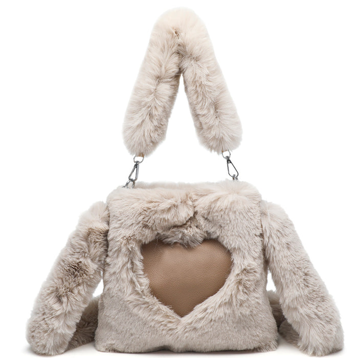 Peyton | Fluffy Heart Shoulder Bag with Bunny Ears