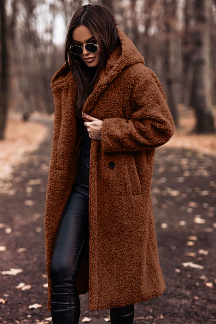 Peyton | Extra Long Hooded Teddy Coat in Soft Plush