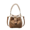 Small fluffy bucket crossbody bag