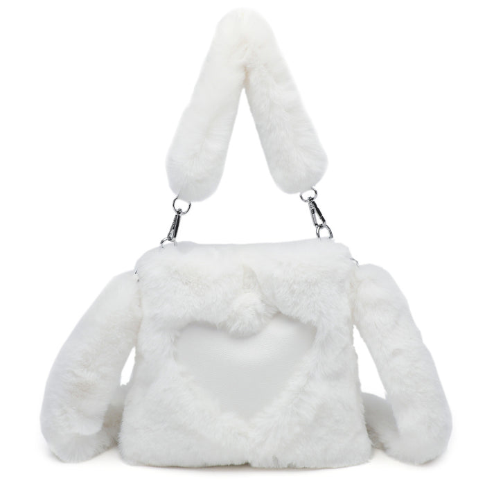 Peyton | Fluffy Heart Shoulder Bag with Bunny Ears