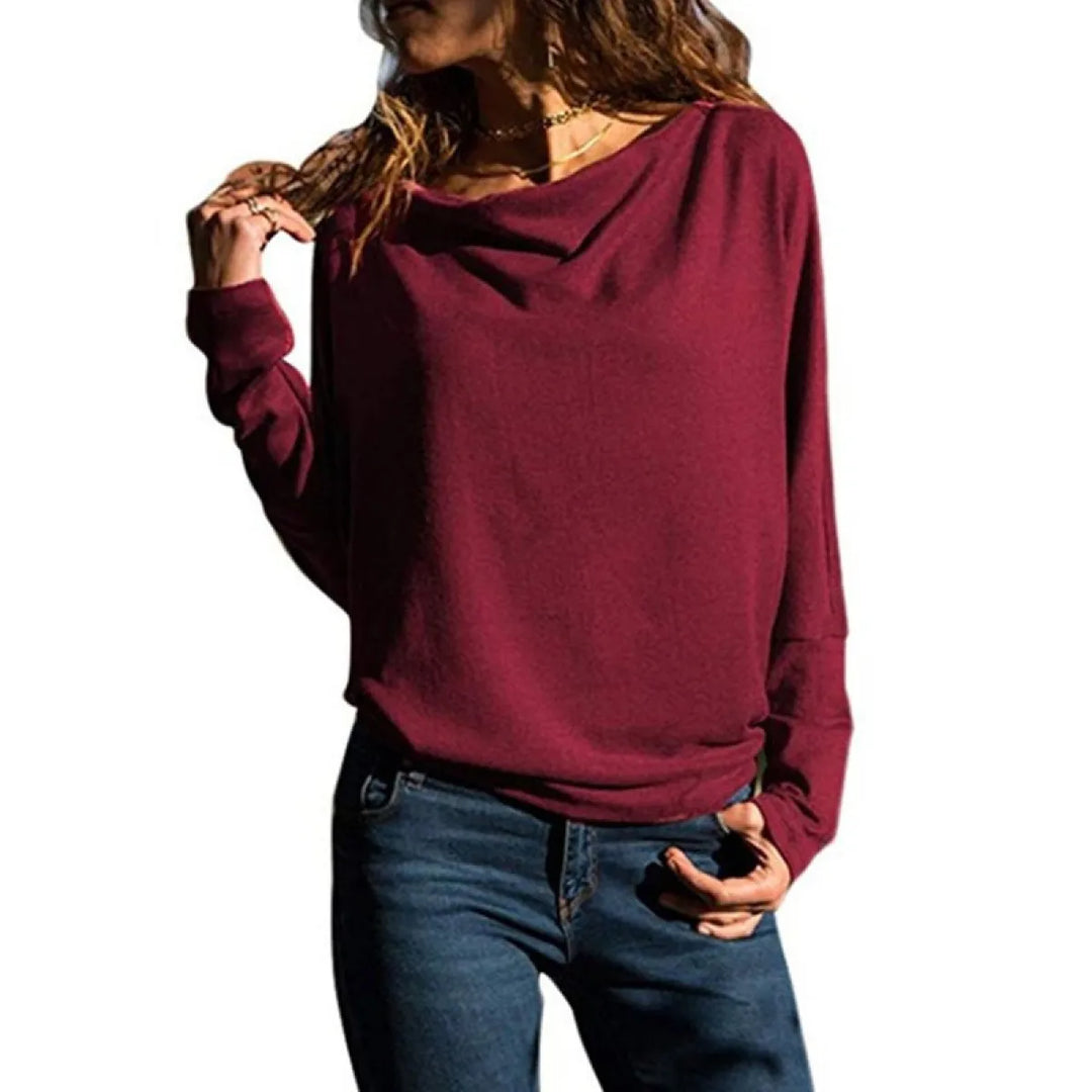 SpacerTek Cowl Neck Long Sleeve Casual Sweatshirt