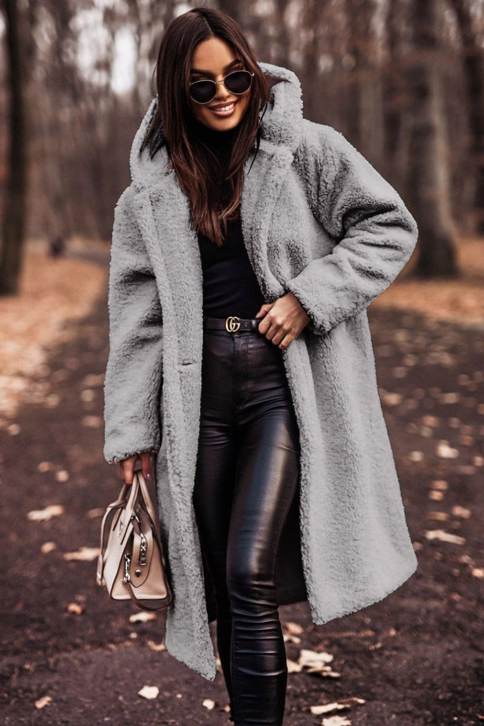 Peyton | Extra Long Hooded Teddy Coat in Soft Plush